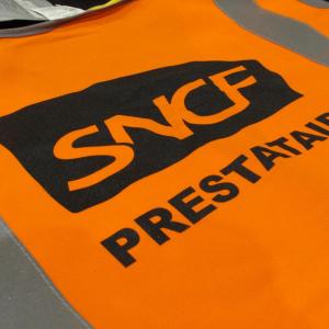 Gilets de sécurité sérigraphiés pour SNCF